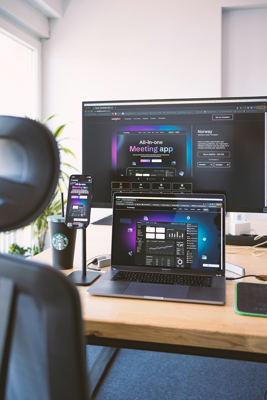 creative-02 Introducing the exceptional design of the Norway Webflow app template, where you can create a visually stunning user experience with its eye-catching dark theme and captivating gradients. Ajourney of digital marvels, symphony of design and technology, crafted with devotion in the realm of Webflow. This is a showcase for one of our Websites templates named #Norway, build in Webflow, sits beautifuly in cross-devices such as Macbook, iPhone, 4K Lg Monitor.